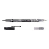 Feutre brush Fudenosuke twin deux pointes noire et grise