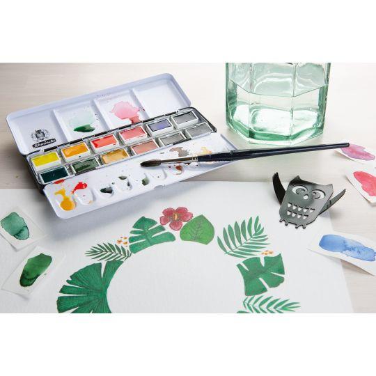 Boîte métal 12 godets entiers Akademie Aquarell Schmincke