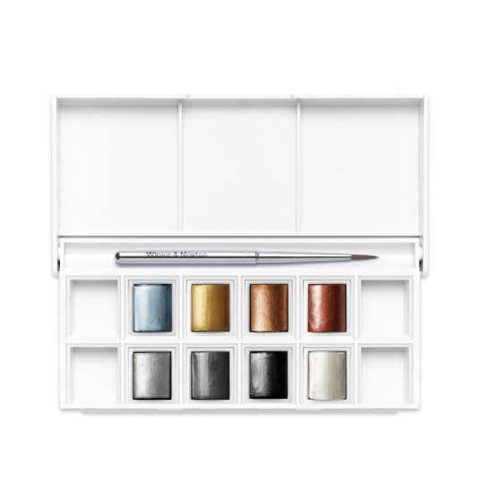 Boîte couleur métallique  8 ½ godets aquarelle en plastique Cotman W&N