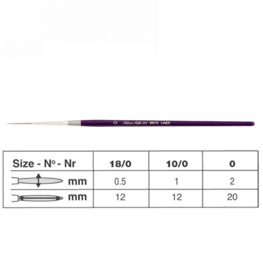 Pinceau aquarelle script liner Silver Silk 88 série 8807S Silver n°10/0