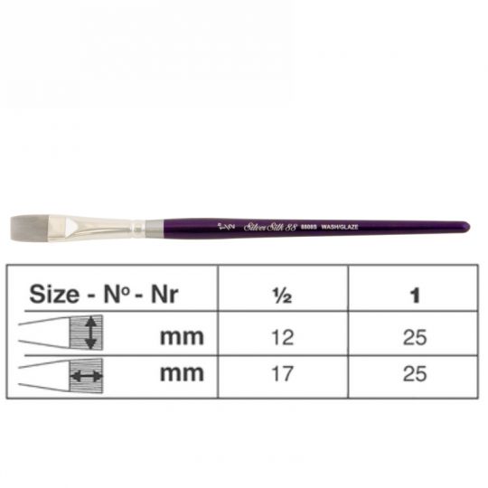 Pinceau aquarelle plat Silver Silk 88 série 8808S Silver n°1/2