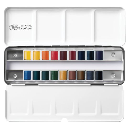 Boîte métal de voyage  18 ½ godets + 6 vides Winsor & Newton