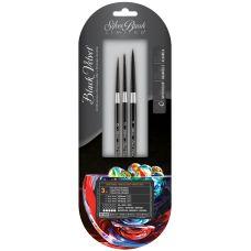 Assortiment de 3 pinceaux 3000S n°0,2,4 Black Velvet