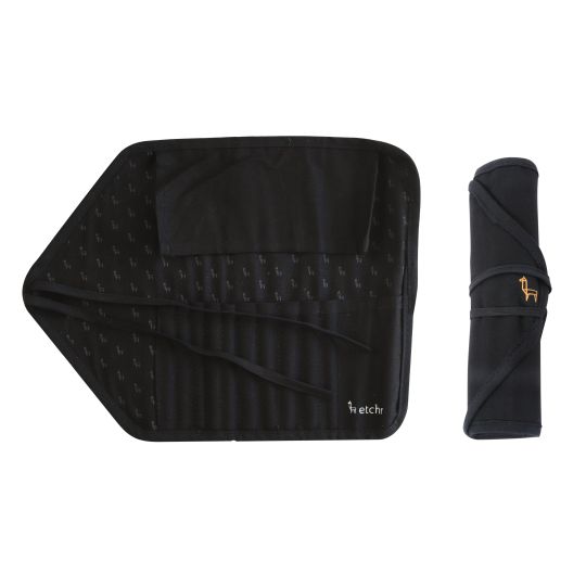 Trousse tissu noire emplacement 10 pinceaux Etchr