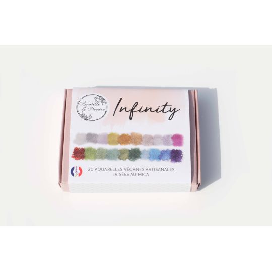 Palette Infinity 20 ½ godets aquarelles extra-fines véganes irisées Aquarelle de Provence