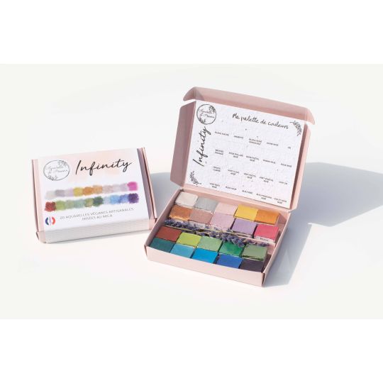Palette Infinity 20 ½ godets aquarelles extra-fines véganes irisées Aquarelle de Provence