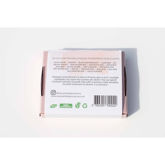 Palette Infinity 20 ½ godets aquarelles extra-fines véganes irisées Aquarelle de Provence