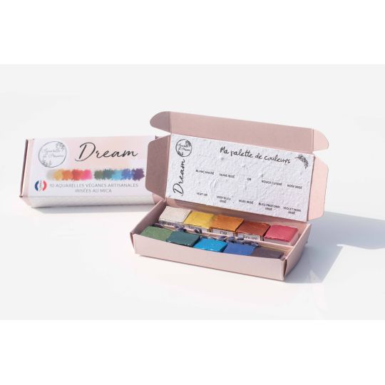 Palette Dream 10 ½ godets aquarelles extra-fines véganes irisées Aquarelle de Provence
