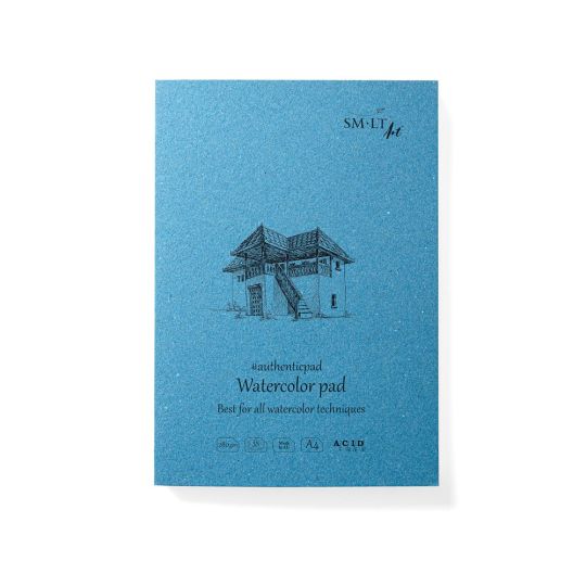 975720C Bloc Encollé Goldline Aquapad - 70 Feuilles Papier Aquarelle Blanc Grain Moyen Fin A5 14