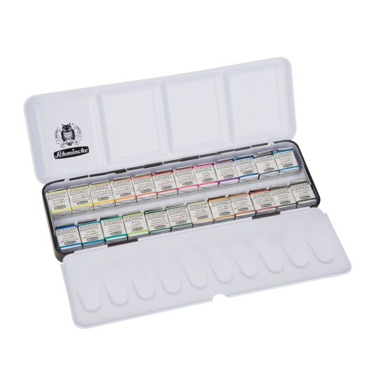 Boîte métal 24 ½ godets Horadam Aquarell Schmincke