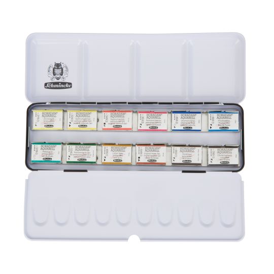 Boîte métal 12 godets entiers Horadam Aquarell Schmincke