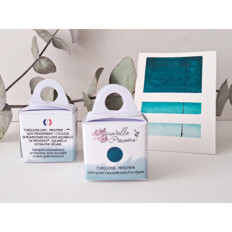 Turquoise - Aquarelle extra-fine 1/2 Godet Aquarelle Provence