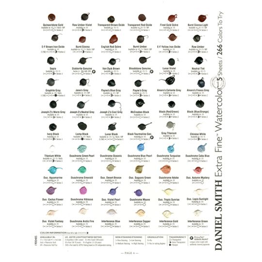 Carte échantillon couleurs réelles 266 couleurs Daniel Smith fait à la main