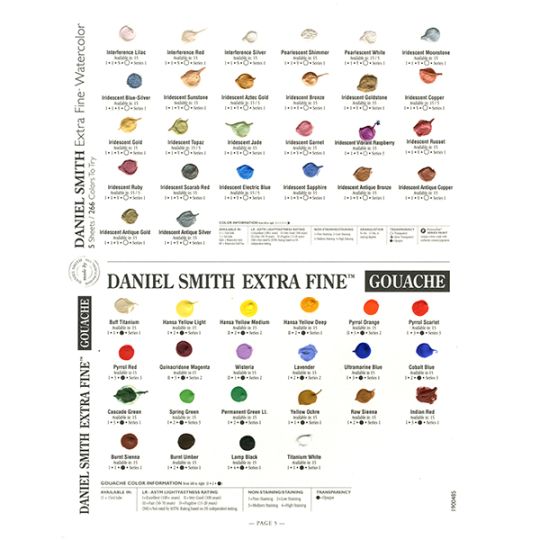 Carte échantillon couleurs réelles 266 couleurs Daniel Smith fait à la main