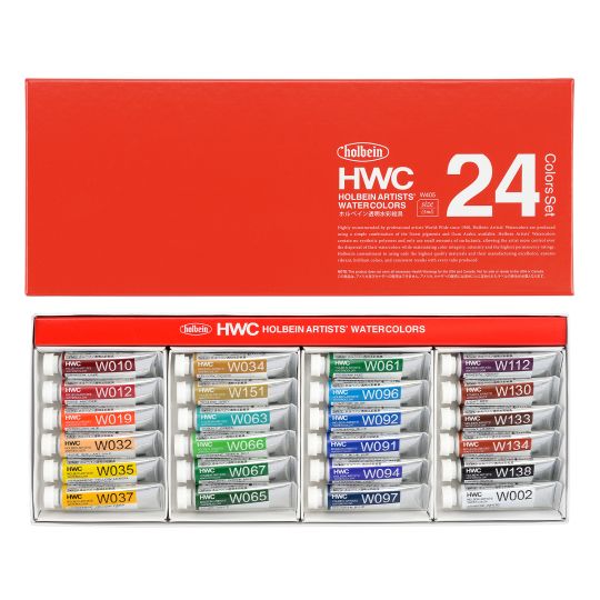 Coffret 24 Tubes 5ml aquarelles extra-fines en carton Holbein Artists'