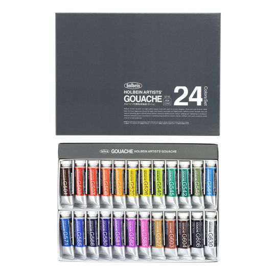 Coffret 24 Tubes 15ml gouache extra-fines en carton Holbein Artists'