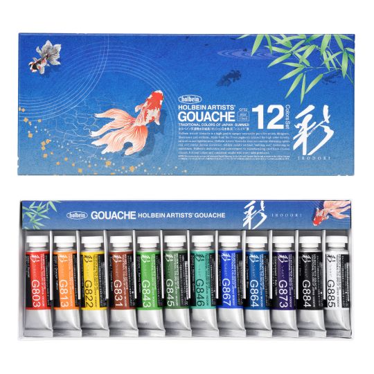 Coffret été 12 Tubes 15ml gouache extra-fines en carton Holbein Artists'