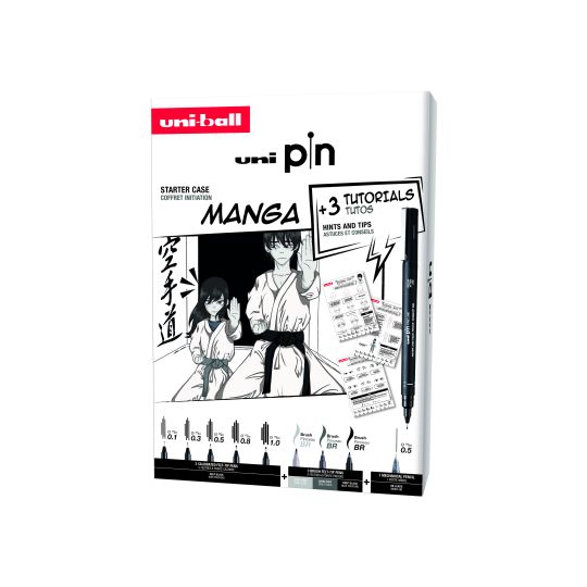 Coffret initiation Manga 8 feutres et 1 porte mine Shalaku + 3 planches de tutos
