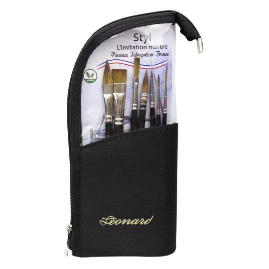 Trousse de 7 pinceaux Styl synthétiques aquarelle transparente Léonard
