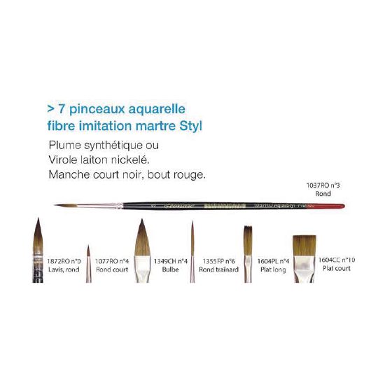 Trousse de 7 pinceaux Styl synthétiques aquarelle transparente Léonard