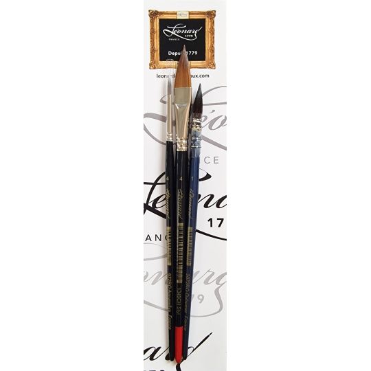 Set de 3 pinceaux aquarelle synthétiques "floral" Léonard