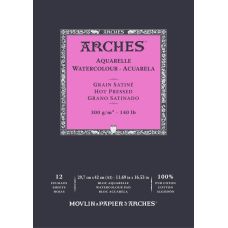 Bloc De Papier Aquarelle Arches A4 – 12 Feuilles 300g/m² – Grain Fin, Blanc Naturel – Collé Petit Côté