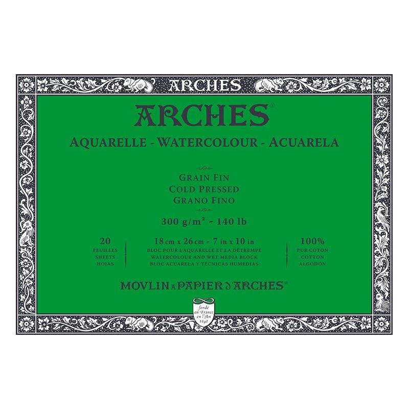 Bloc collé 4 côtés Arches 18x26 300g 20 f grain fin