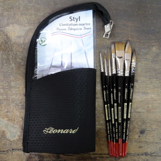 Trousse de 7 pinceaux Styl synthétiques aquarelle transparente Léonard