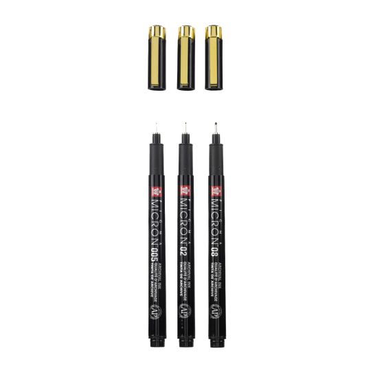 Set de 3 feutres Pigma micron avec étui Black & Gold édition