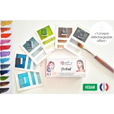 Palette Portrait 12 ½ godets aquarelles extra-fines véganes Aquarelle de Provence