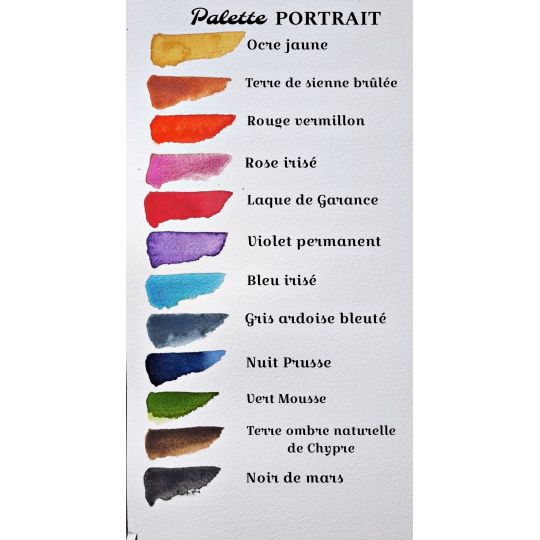 Palette Portrait 12 ½ godets aquarelles extra-fines véganes Aquarelle de Provence