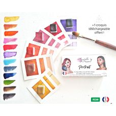 Palette Portrait 12 ½ godets aquarelles extra-fines véganes Aquarelle de Provence