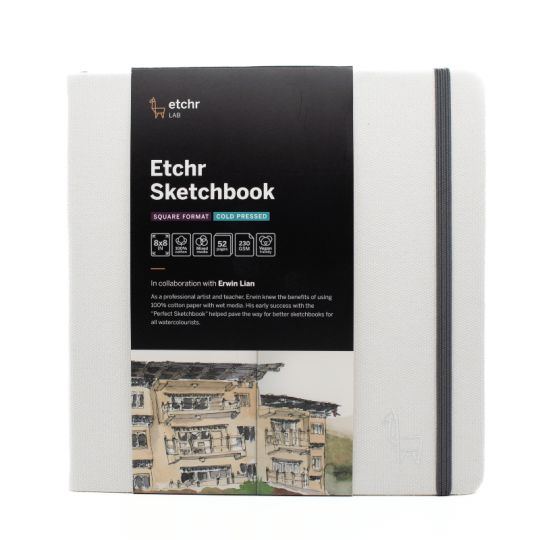 Sketchbook Carré 20.4cm x 20.4cm 230g 100% coton 52 pages grain fin  Etchr Lab