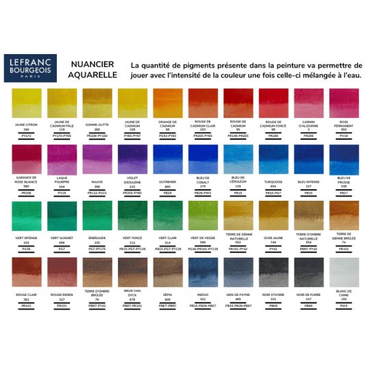 Boîte métal de 40 ½ godet d'aquarelle fine avec un pinceau petit-gris Lefranc Bourgeois