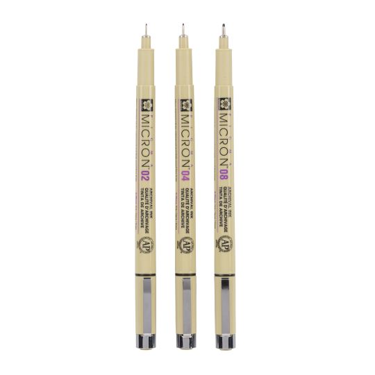 Set de 3 Pigma micron noirs – 02 04 08