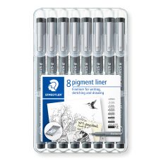 Coffret 8 feutres pigment liner Staedtler noirs