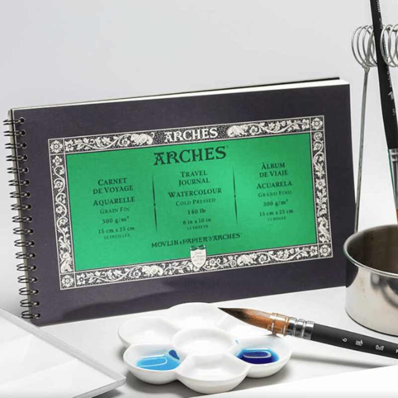 Carnet de Voyage spiralé Arches 100% coton 15x25cm 300g 15f grain fin