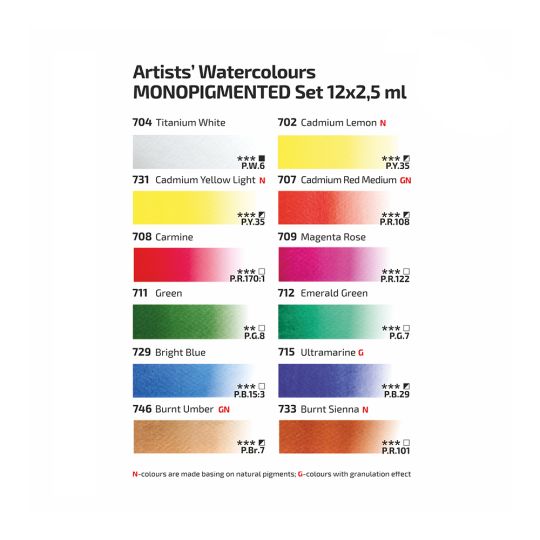Boîte métal mono 12 godets d'aquarelle super-fine Rosa Gallery
