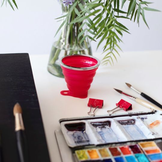 Gobelet à eau pliable rouge Hahnemühle