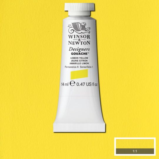Jaune citron - Gouache extra fine Designers Tube 14 ml Winsor & Newton