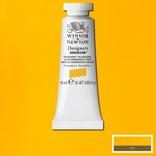 Jaune permanent foncé - Gouache extra fine Designers Tube 14 ml Winsor & Newton