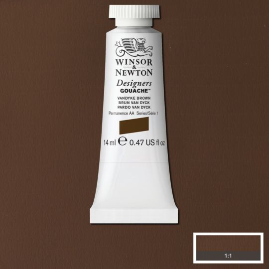 Brun Van Dyck  - Gouache extra fine Designers Tube 14 ml Winsor & Newton