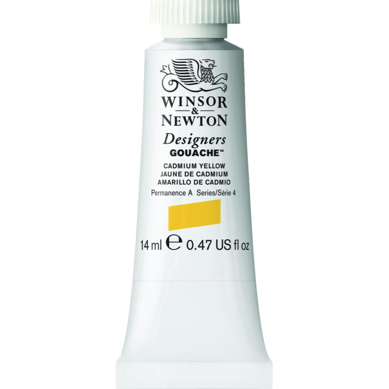 Jaune de cadmium - Gouache extra fine Designers Tube 14 ml Winsor & Newton