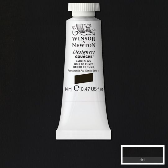 Noir de fumée - Gouache extra fine Designers Tube 14 ml Winsor & Newton
