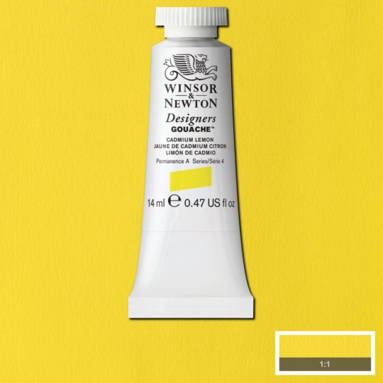 Jaune de cadmium citron - Gouache extra fine Designers Tube 14 ml Winsor & Newton