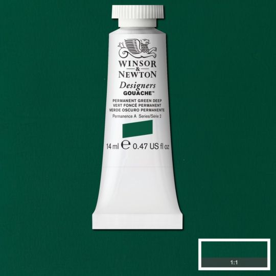 Vert foncé permanent - Gouache extra fine Designers Tube 14 ml Winsor & Newton