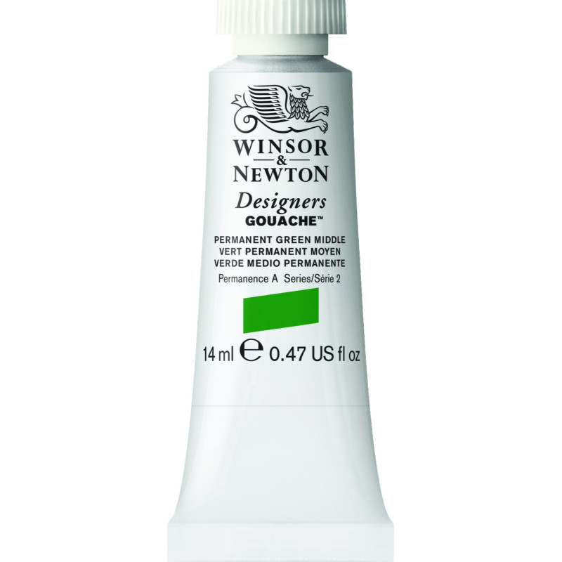 Vert moyen permanent - Gouache extra fine Designers Tube 14 ml Winsor & Newton