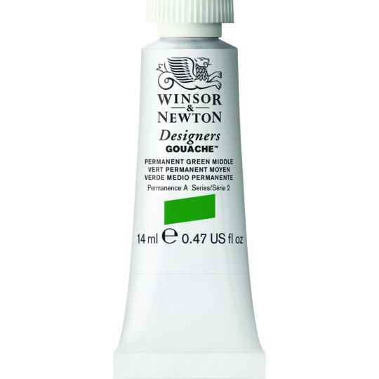 Vert moyen permanent - Gouache extra fine Designers Tube 14 ml Winsor & Newton
