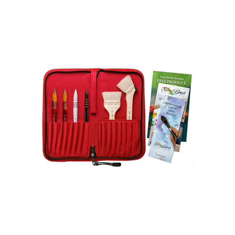 Trousse d'art noir et 6 pinceaux  Atelier Tuscany Silver Brush *