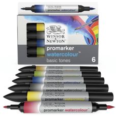 Coffret 6 feutres Aquarelle Promarker Tons Basiques Winsor & Newton